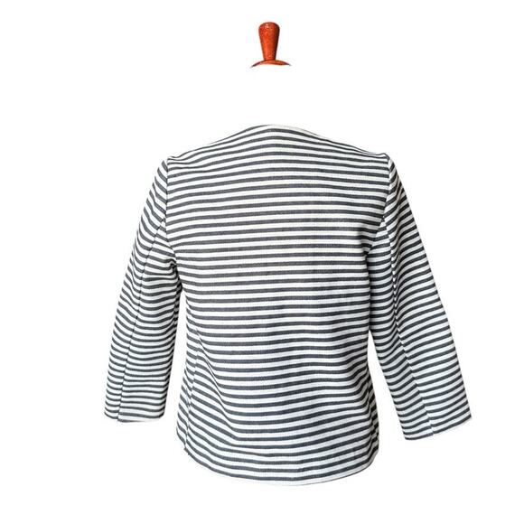 BCNU Nordstrom Navy White Striped Open Front Blazer Jacket Size Small Nautical - Picture 3 of 9
